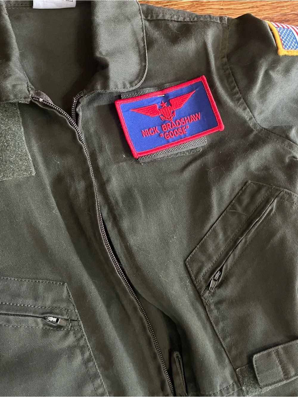 Kids Trooper Flight suit costume Goose Air Force costume XS unisex Top Gun Green